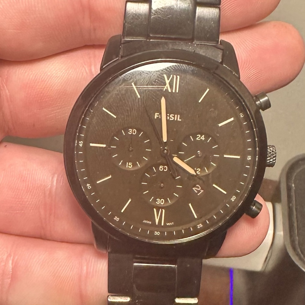 Men’s Fossil F55525 Neutra Chronograph Black Stainless Steel Watch